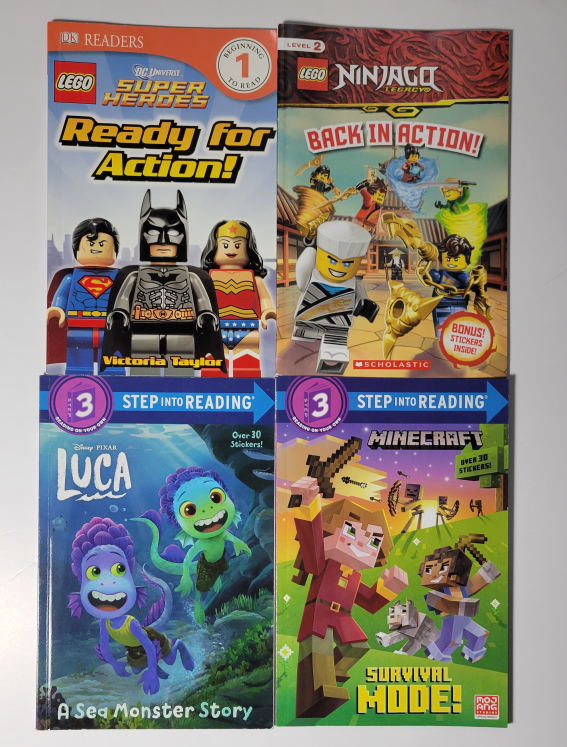 💚NEW 4 Beginner Readers Books - LEGO, Minecraft, Luca