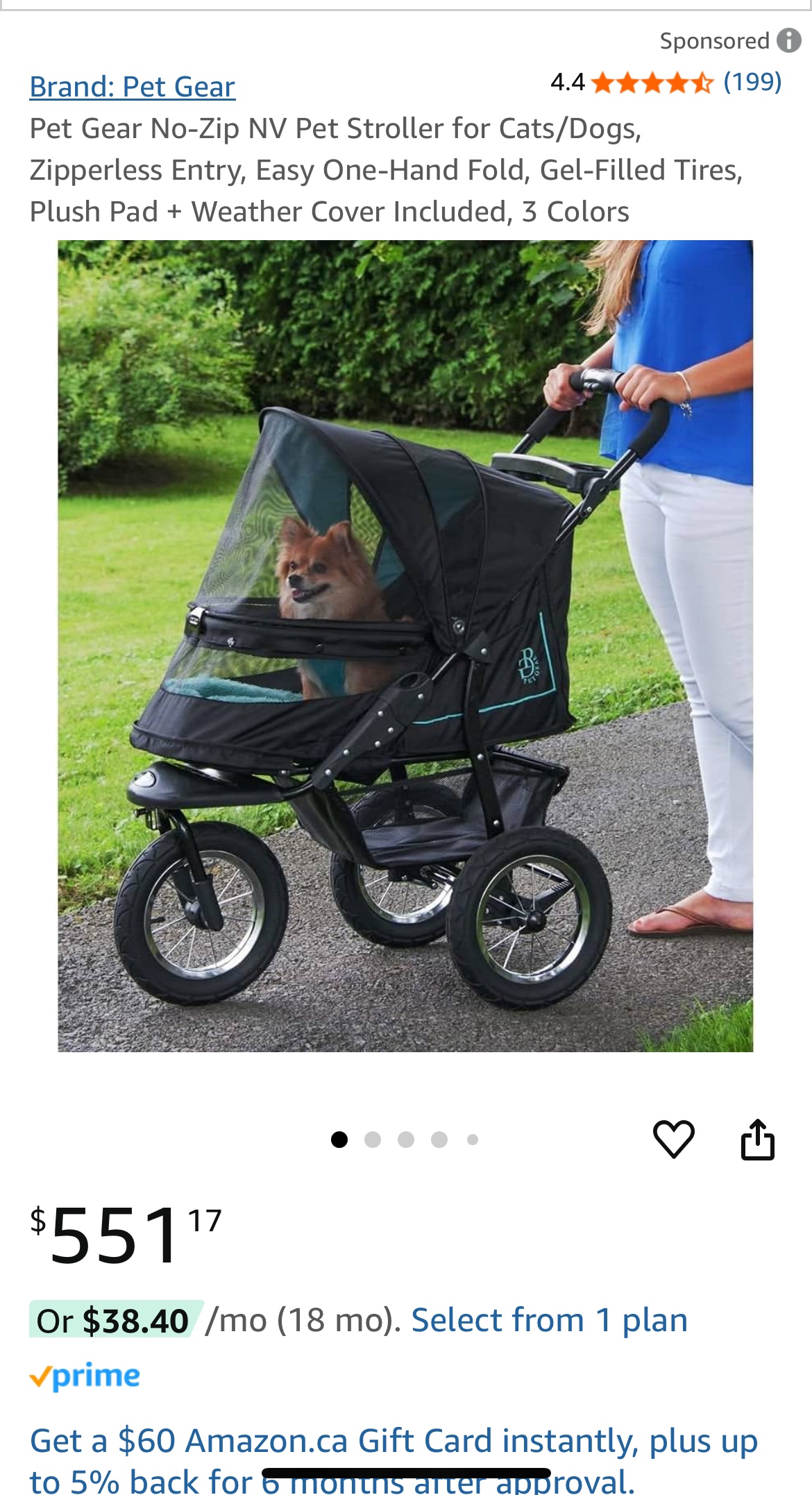 Pet Gear No-Zip NV Pet Stroller