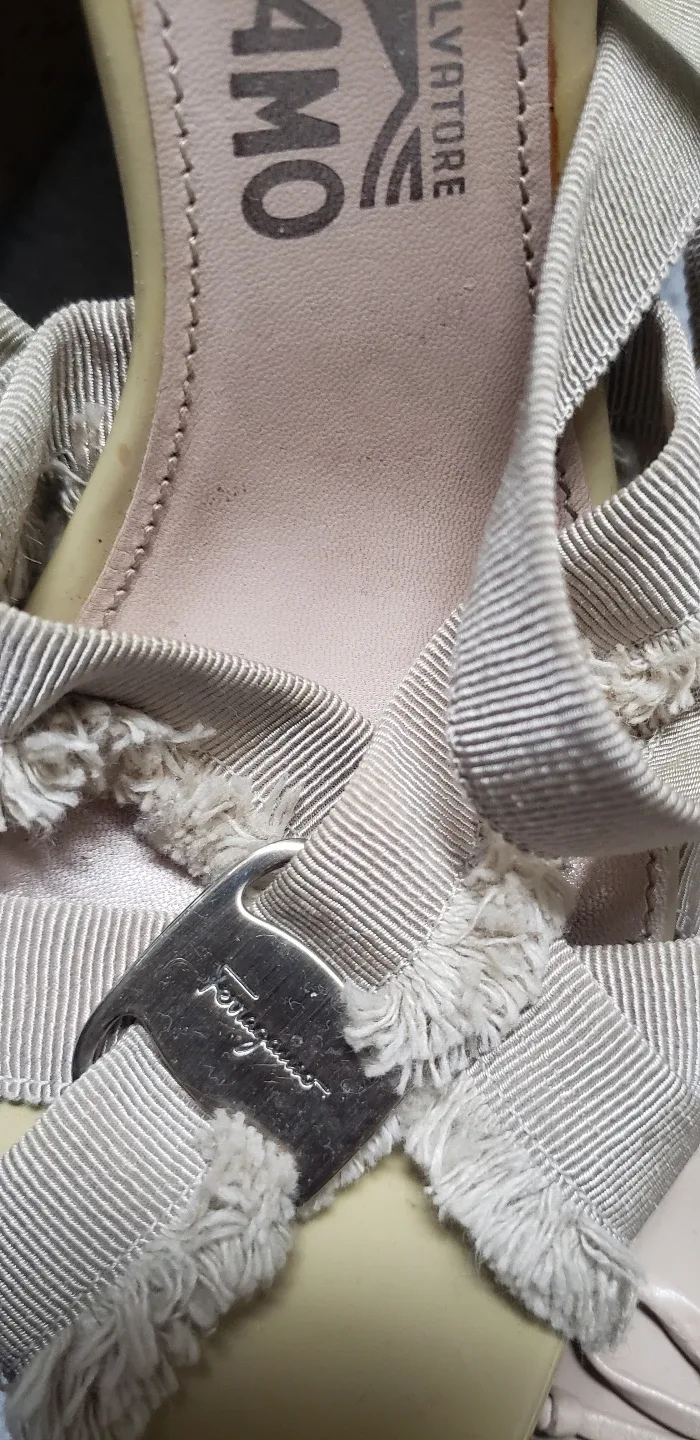 Ferragamo Wedge Heel Sandals - Cork Leather Fringe Strappy image indicator(4)