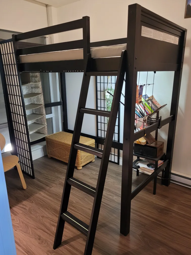 Black Loft Bed with Ladder thumbnail