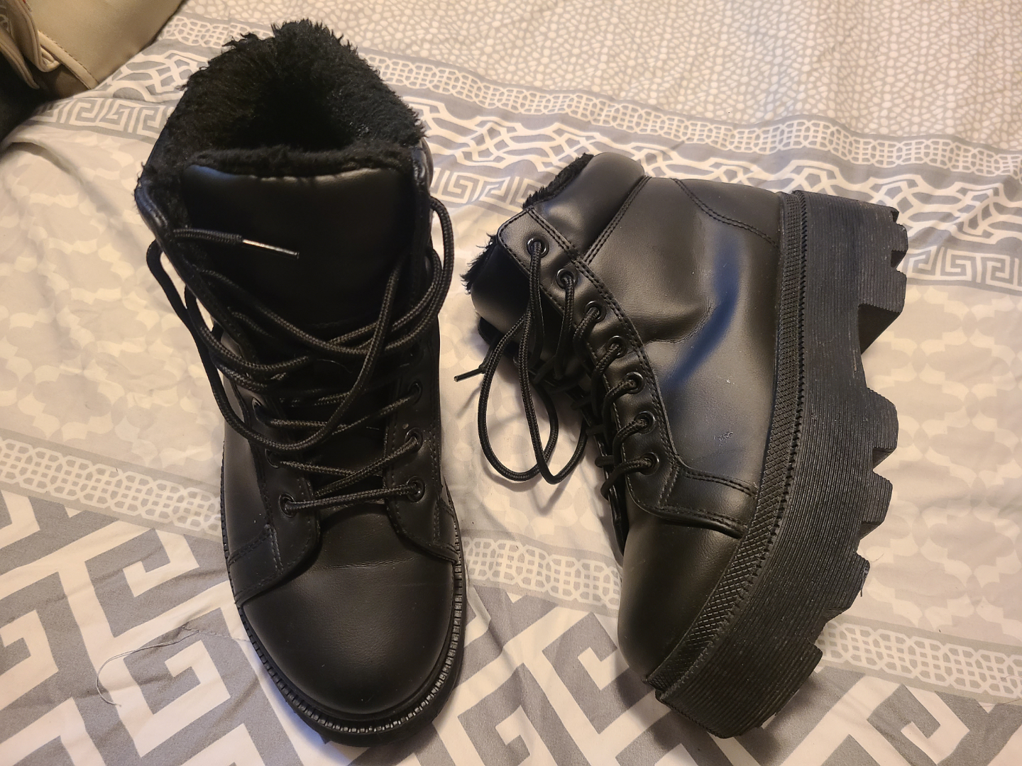 Black Platform Lace-Up Boots