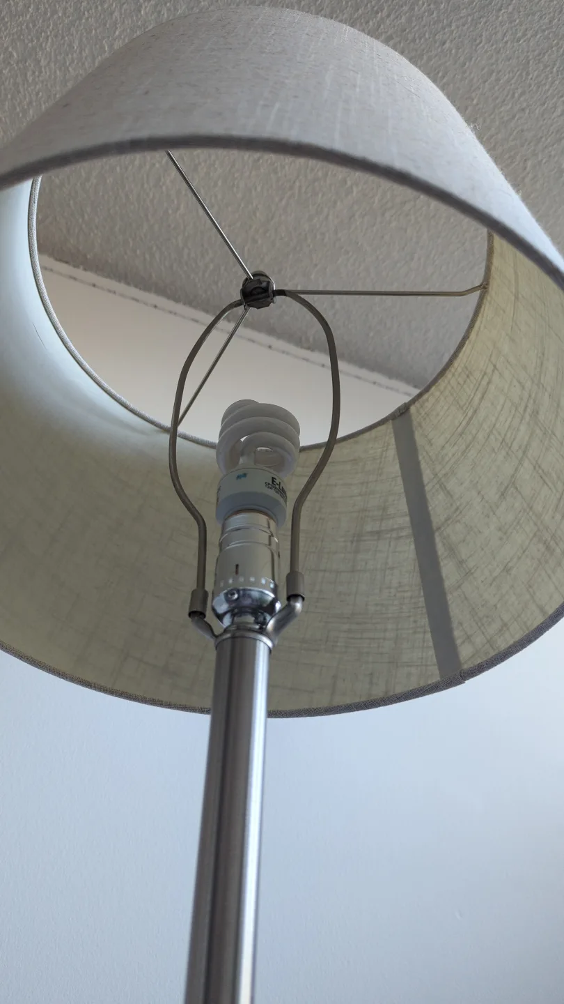 Tall Metal Floor Lamp with Beige Lampshade image indicator(2)