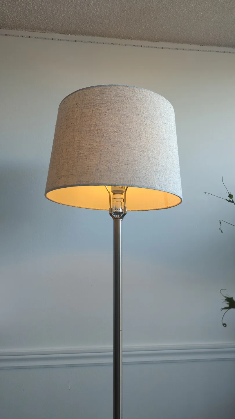 Tall Metal Floor Lamp with Beige Lampshade image indicator(3)
