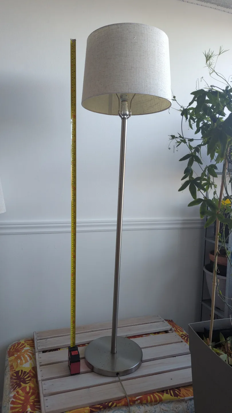 Tall Metal Floor Lamp with Beige Lampshade image indicator(4)