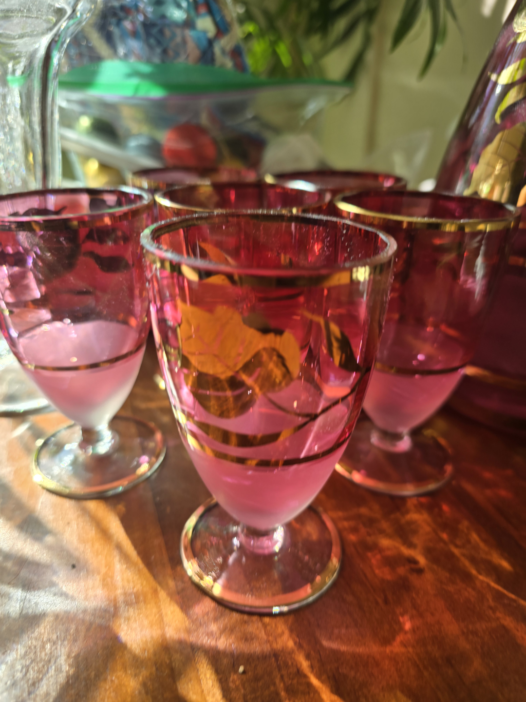 💚🌱Vintage Pink Glass Decanter and Shot Glasses Set - photo 5