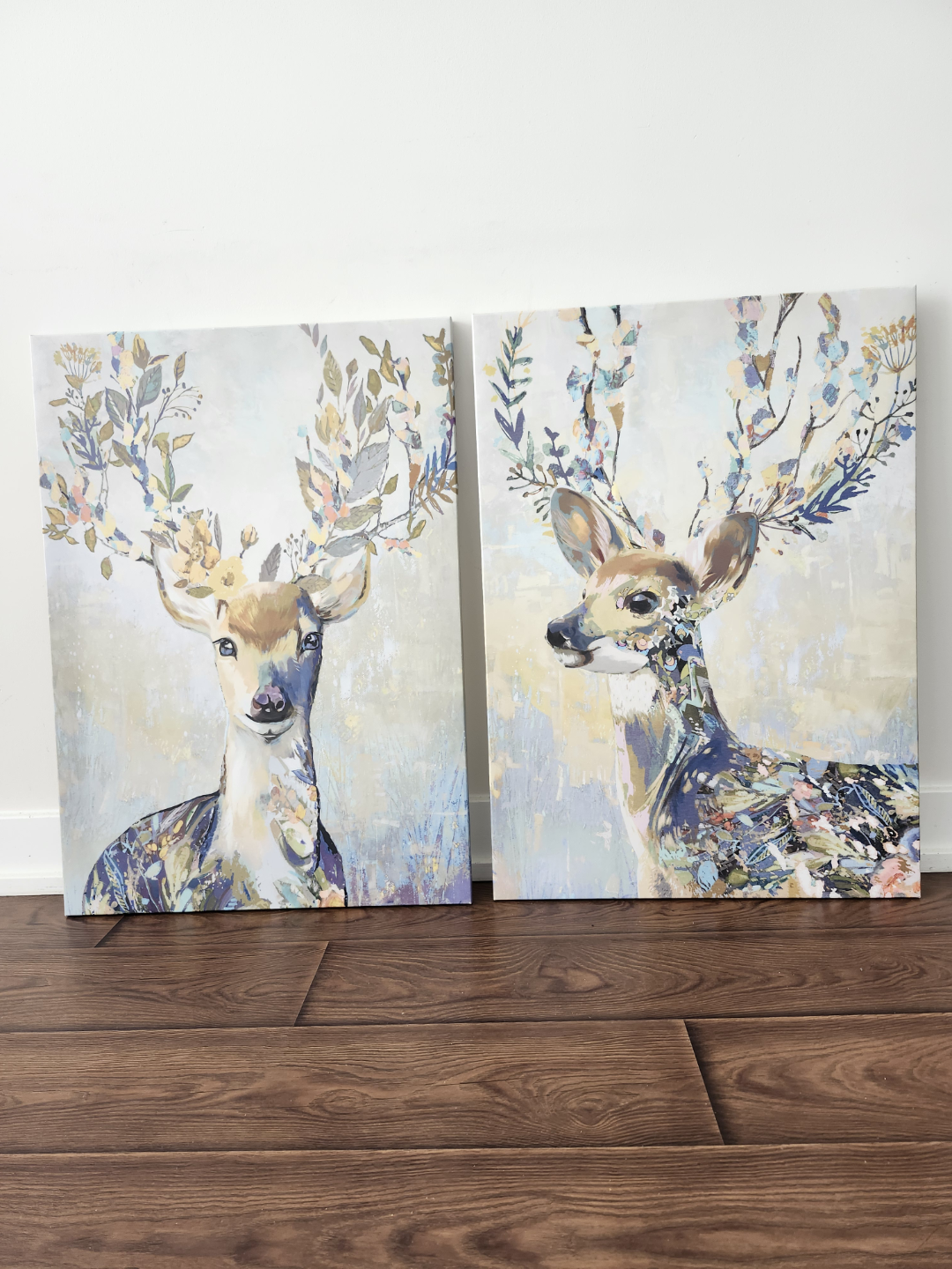 Pair of Floral Deer Canvas Wall Art - photo 4