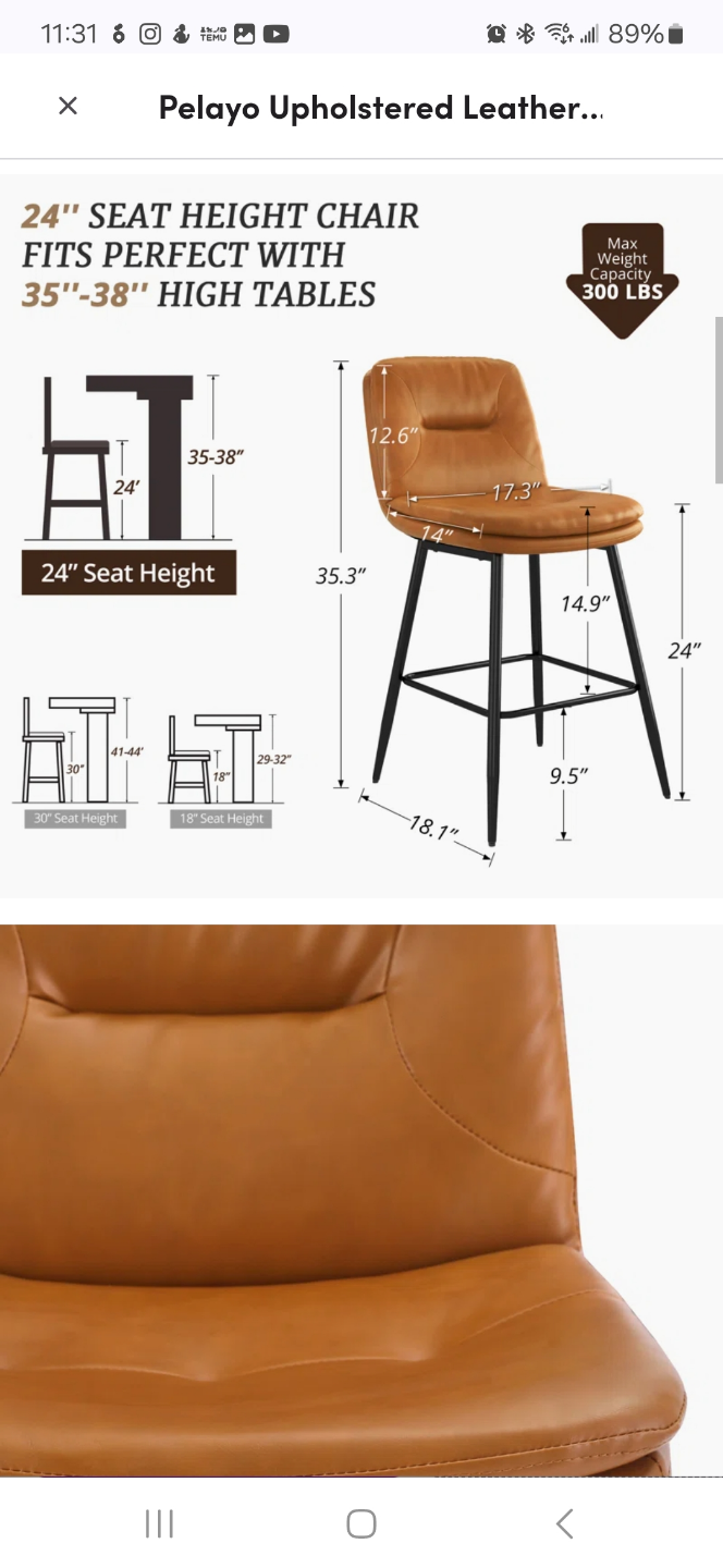 new Upholstered Leather Bar & Counter Stools 4 - photo 3