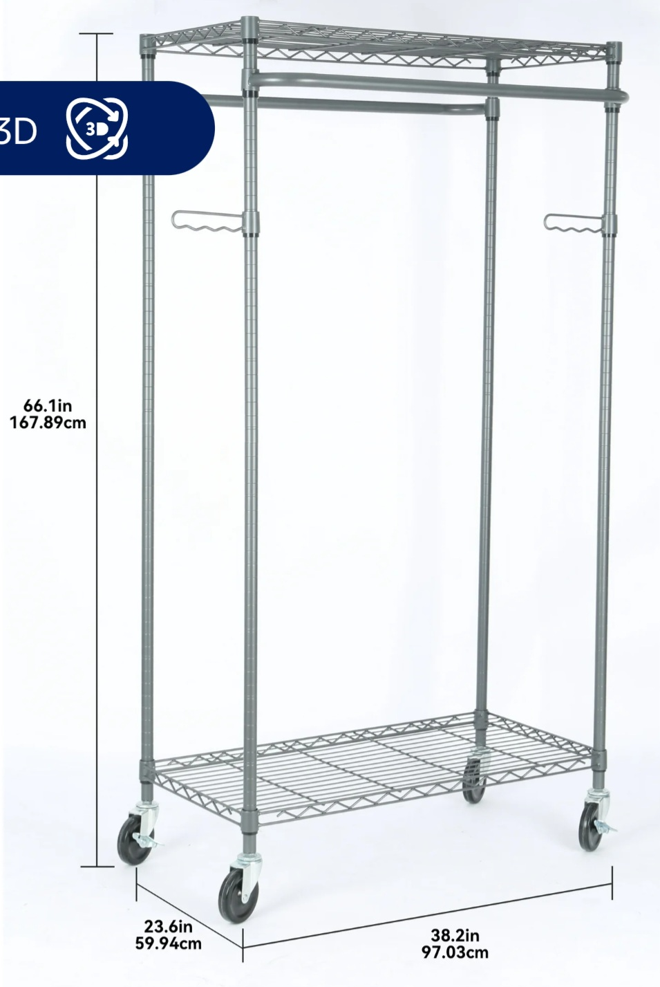 Rolling Garment Rack with Shelves - photo 3