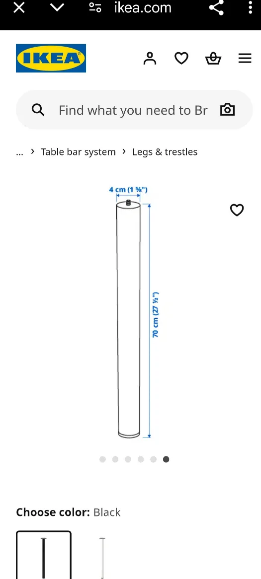 IKEA LAGKAPTÉN 55" Tabletop & ADILS Legs - Black-Brown Desk image indicator(4)