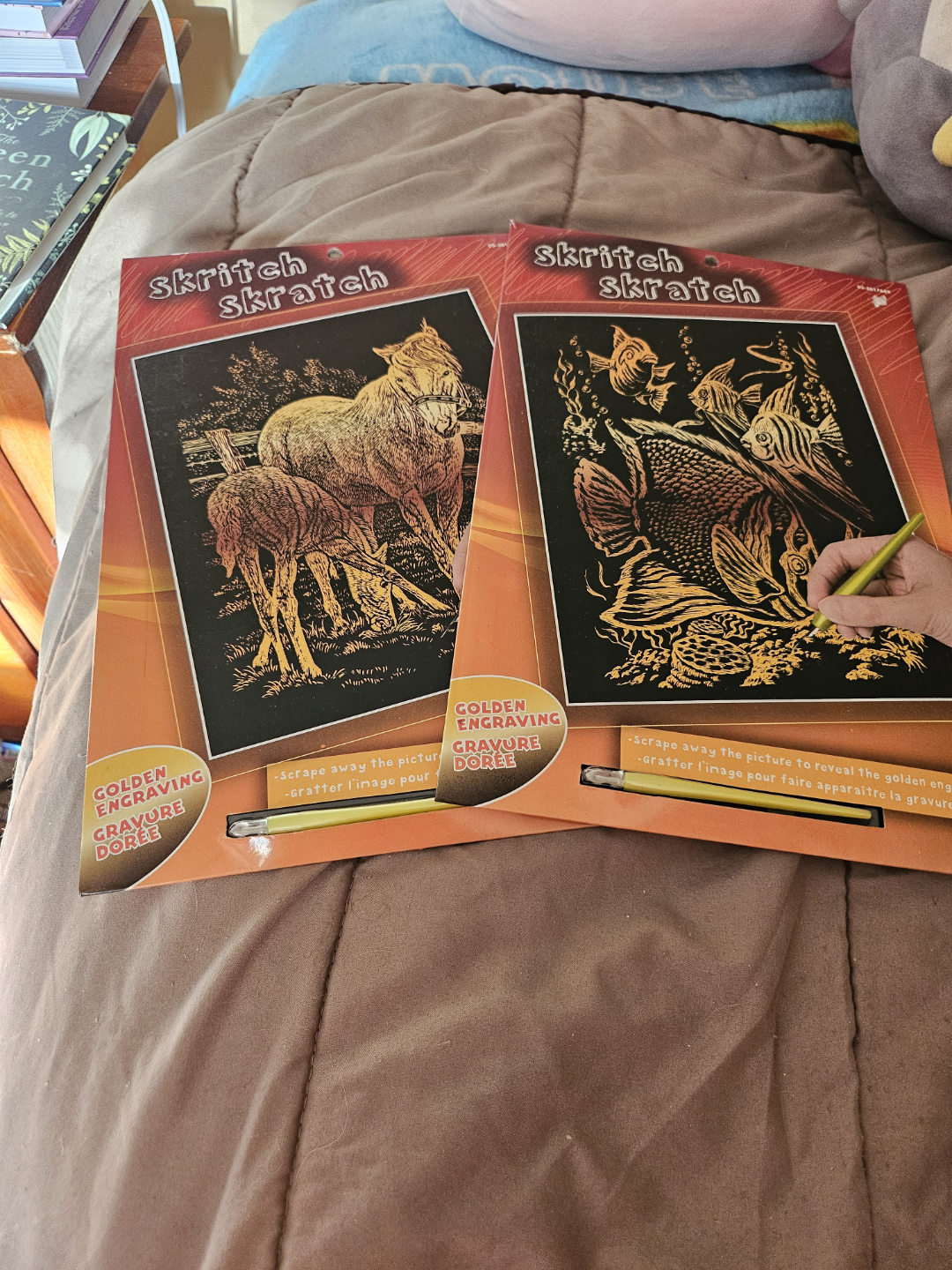 Two Skritch Skratch Golden Engraving Scratch Art Boards