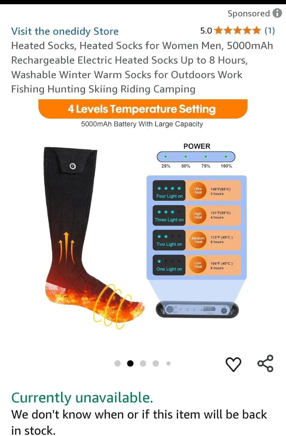 Oneiddy Heated Socks for Outdoor Activities image indicator(3)