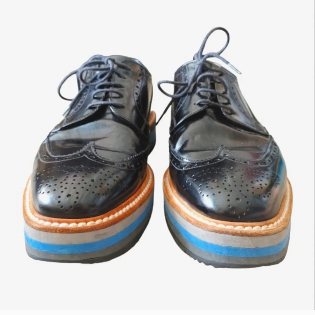 Prada Black Leather Platform Oxfords image indicator(7)