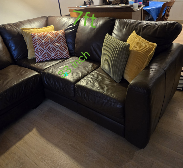 Brown Leather Corner Sectional Sofa - photo 2