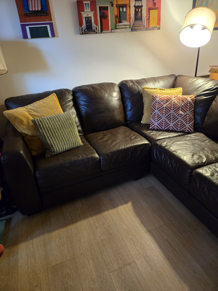 Brown Leather Corner Sectional Sofa - photo 3