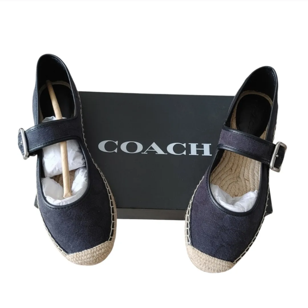 Coach Women's Black Canvas Espadrille Shoes thumbnail