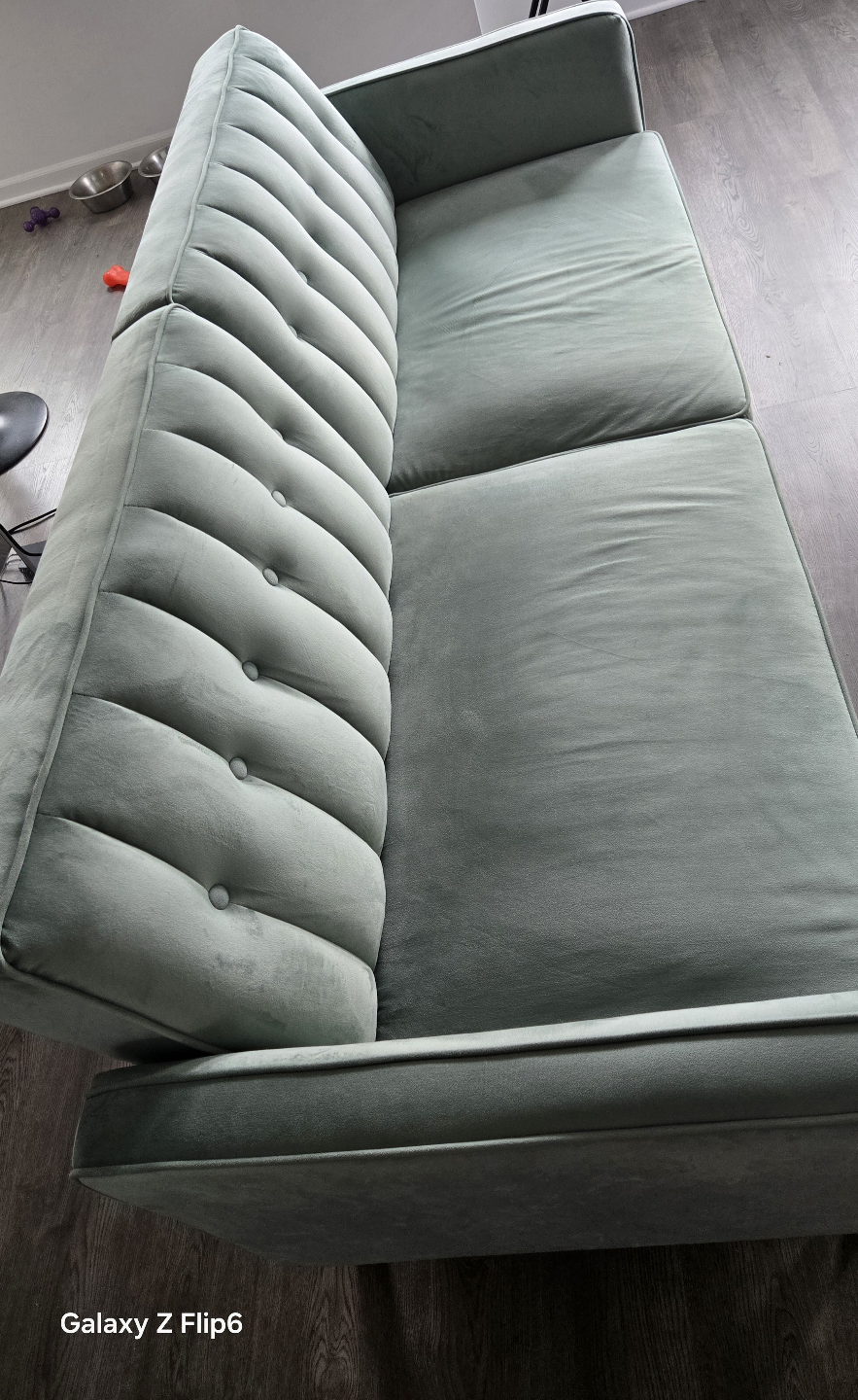 Velvet Futon Sofa - Sage Green - photo 2