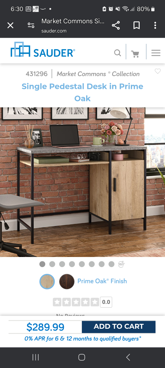 Sauder Market Commons Single Pedestal Desk in Prime Oak