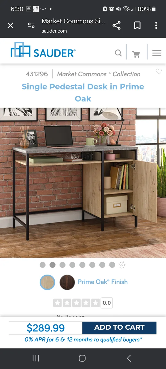 Sauder Market Commons Single Pedestal Desk in Prime Oak image indicator(2)