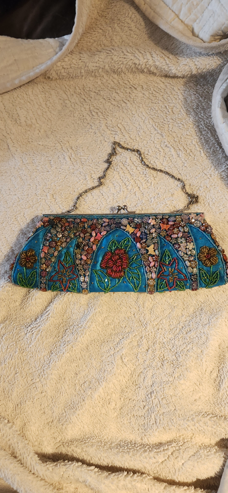 Beaded Turquoise Evening Clutch