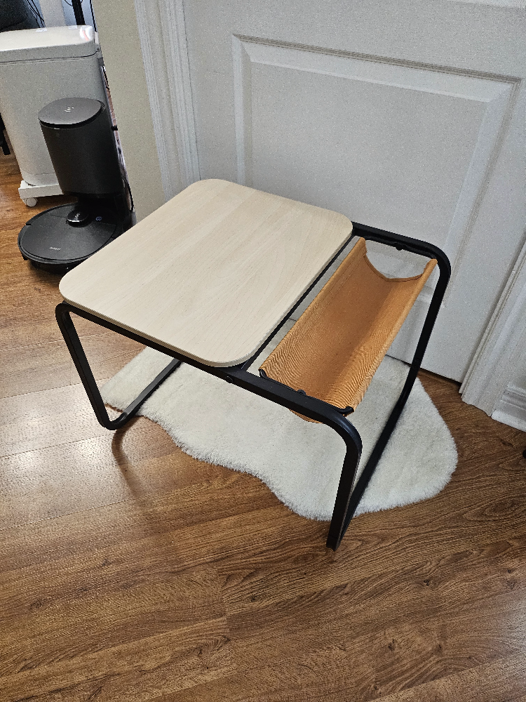 IKEA OLSERÖD Side table, anthracite/birch effect dark yellow - photo 4