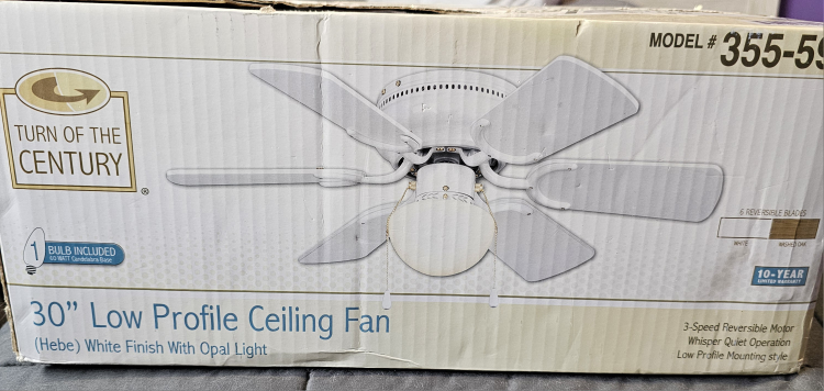 Turn of the Century 30" Low Profile White Ceiling Fan