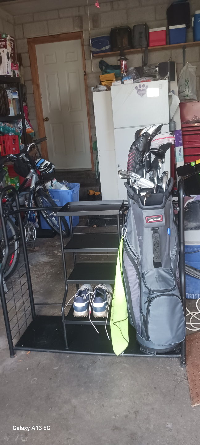Golf Club Storage Rack with Shoe Storage