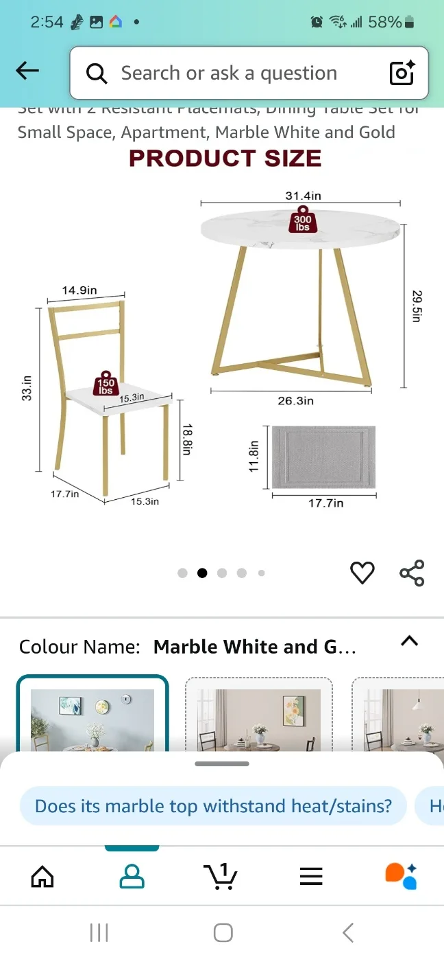 Dining table with 2 chairs image indicator(3)