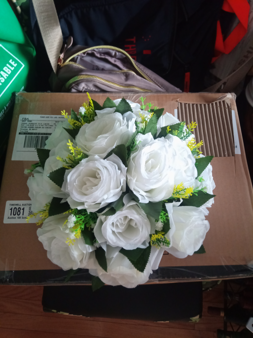 10 PCs Artificial White Rose Bouquet