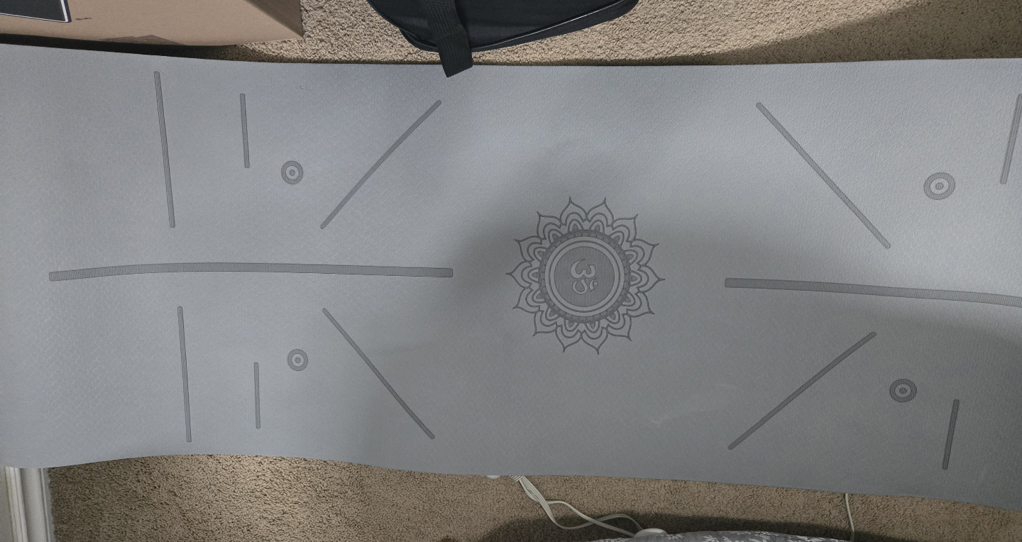 Grey Yoga Mat with Alignment Lines
