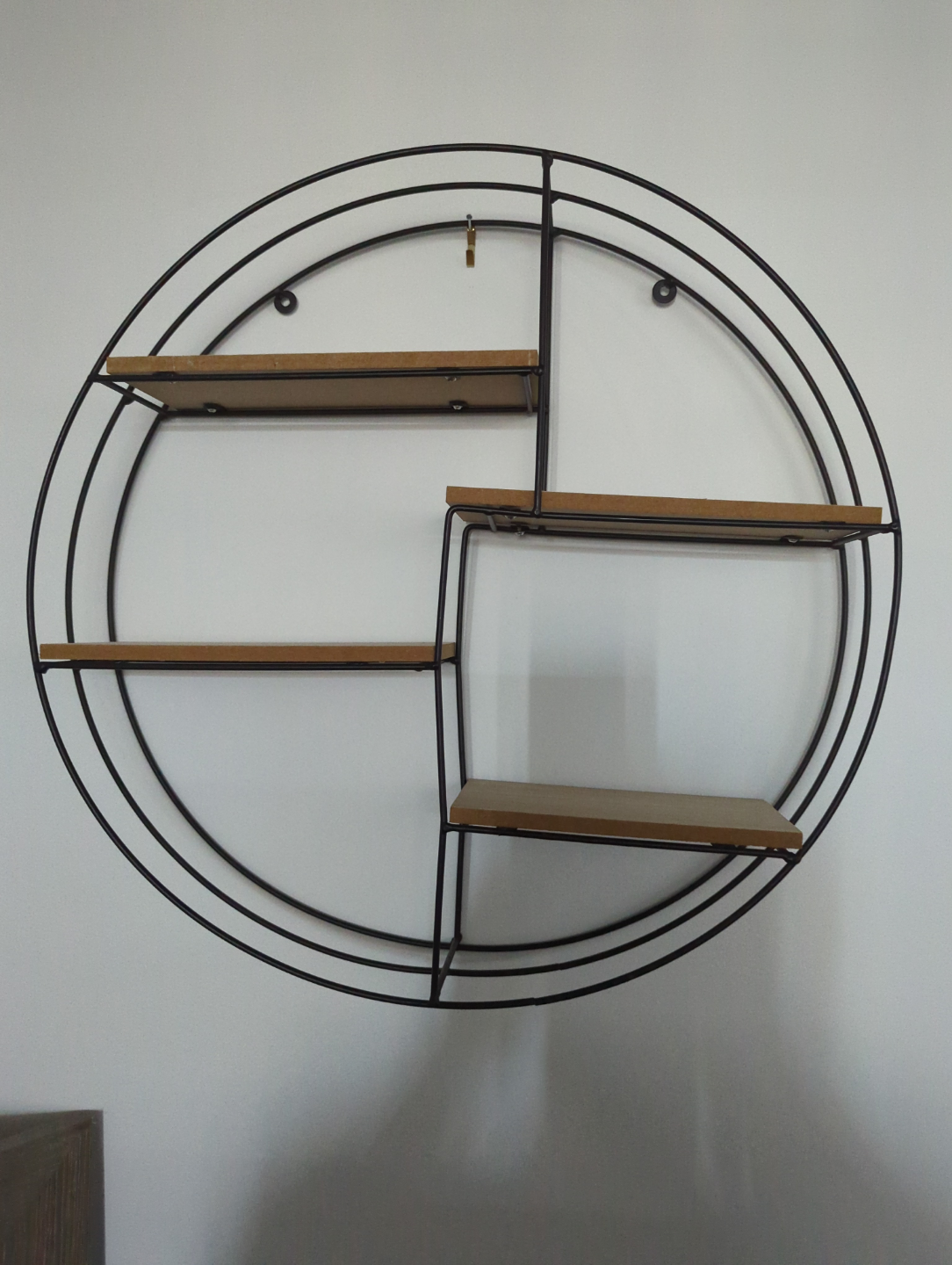 Circular Wall Shelf with Wooden Shelves