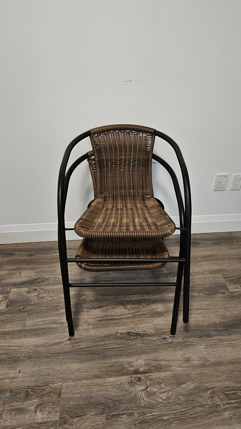 Wicker Patio Chair with Black Metal Frame - photo 2