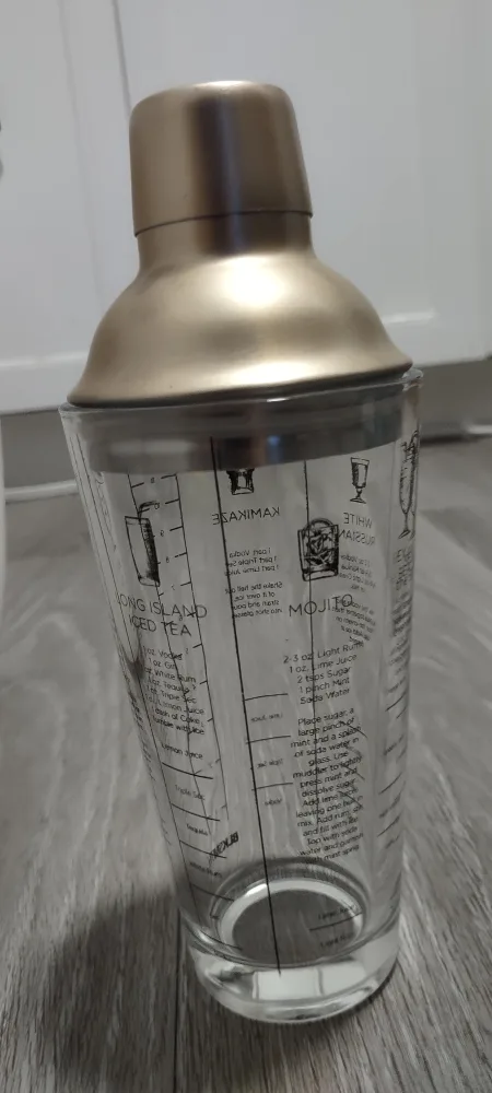 (NEW)BLKSMITH  Glass Cocktail Shaker with Gold Lid & Recipes image indicator(5)