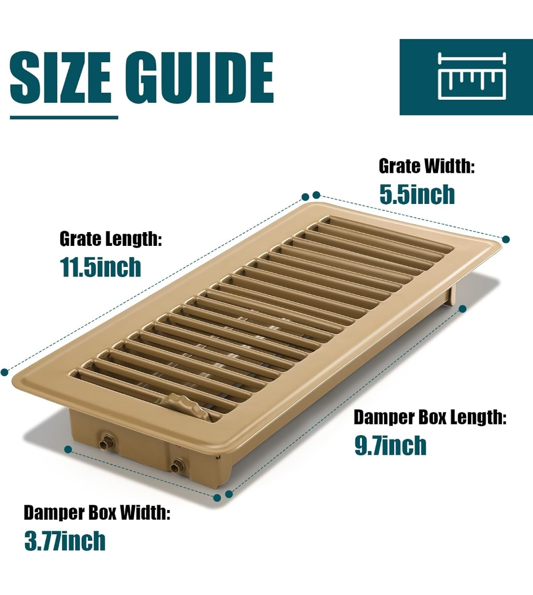 12 Pack Voisen 4" x 10" Floor Vents - Light Brown - photo 3