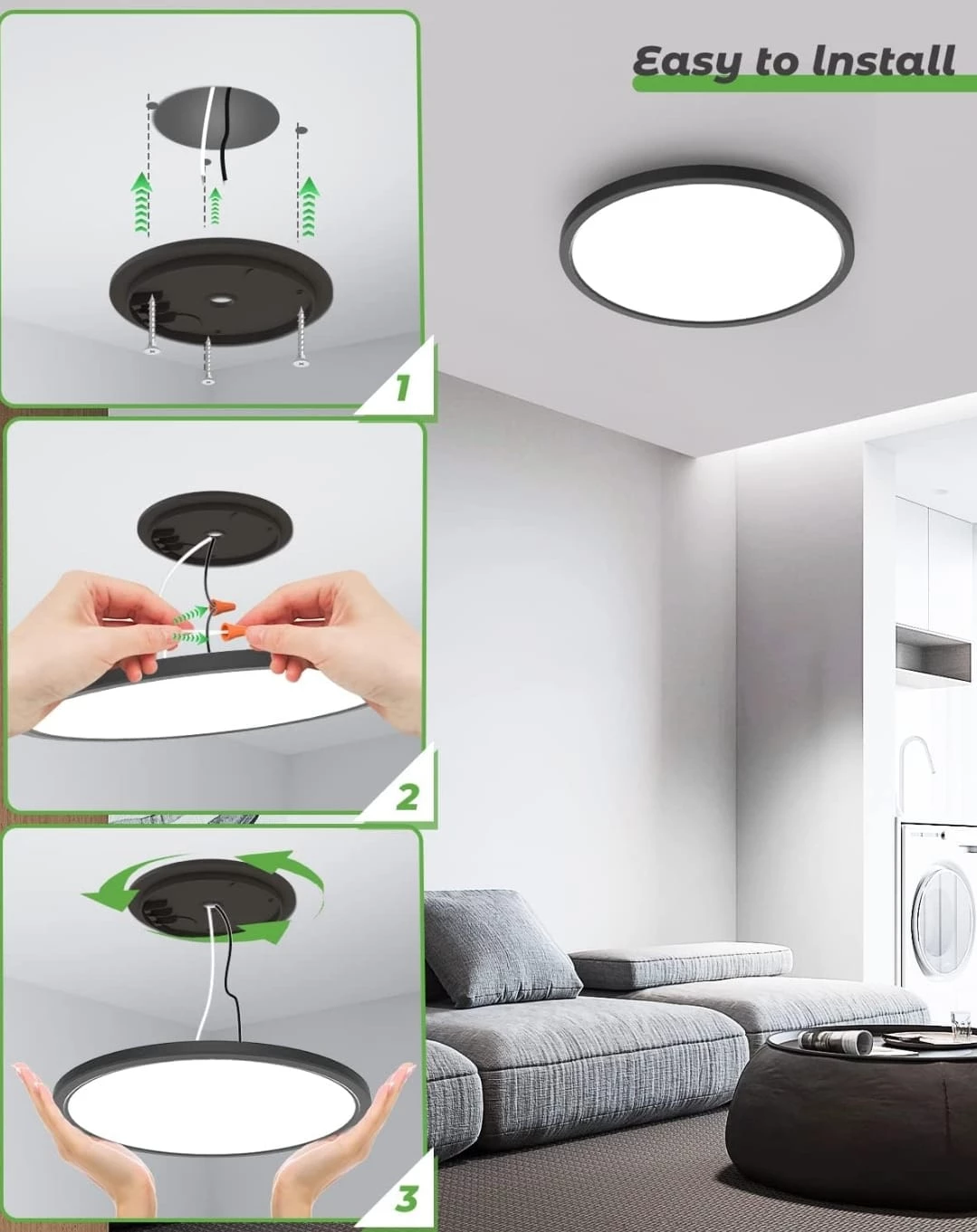 Zemty 12-inch Modern LED Ceiling Light (2-Pack) - photo 5