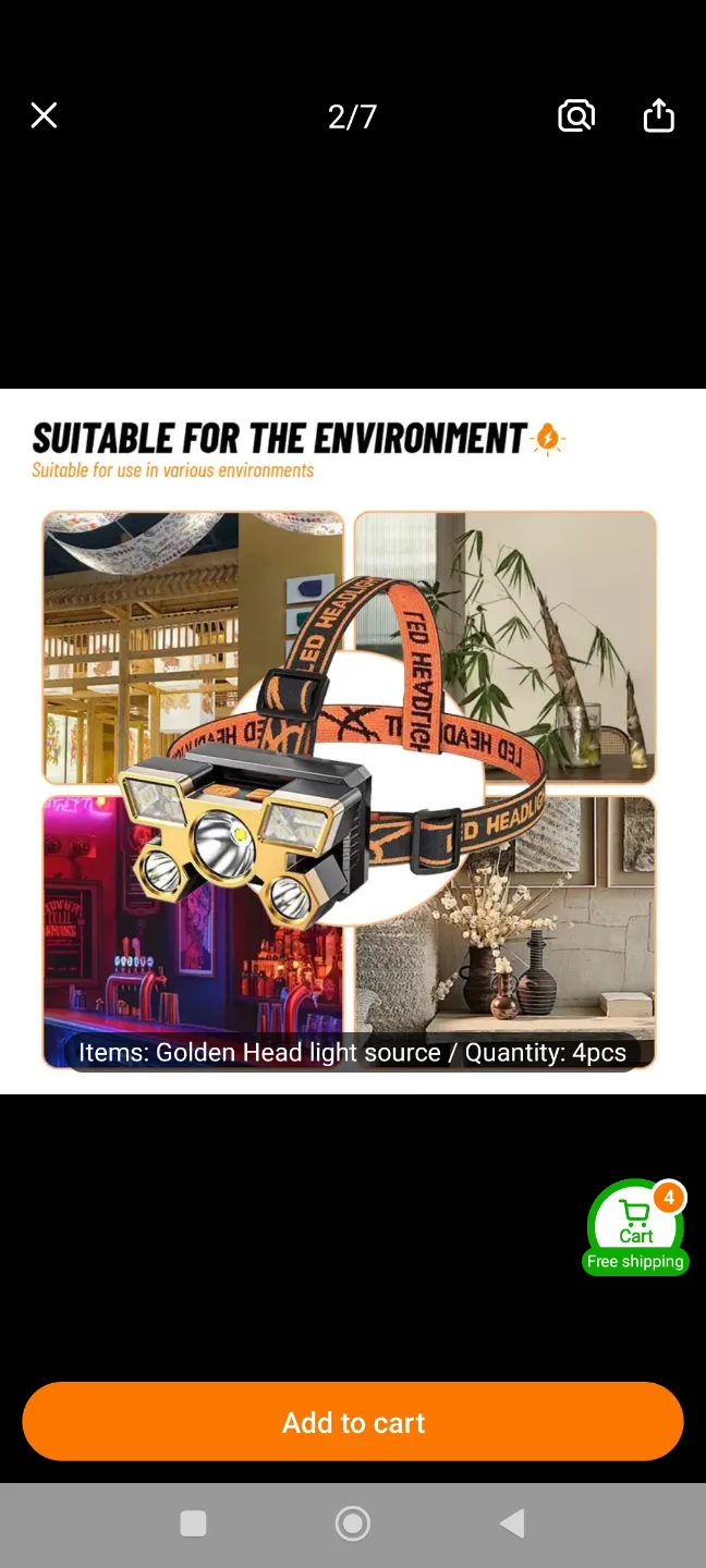 Brand New Rechargeable LED Headlamp - 4 Light Modes with box image indicator(7)