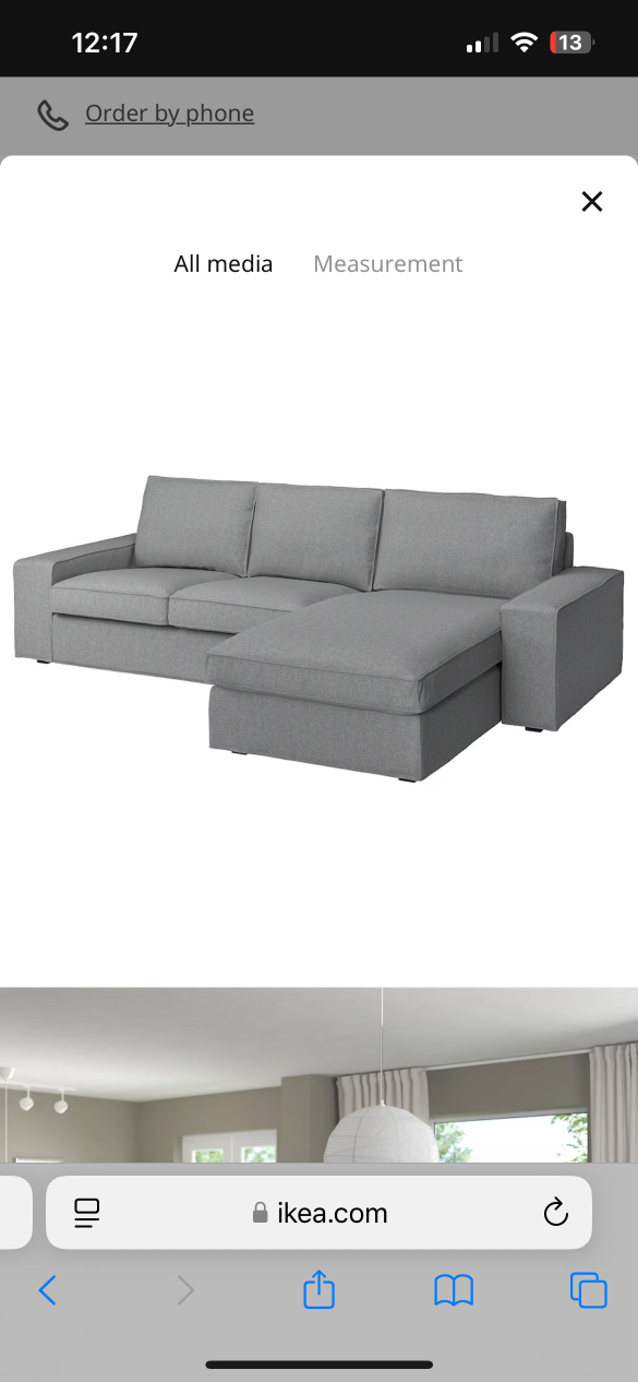 IKEA KIVIK Loveseat with Chaise - Grey - photo 4