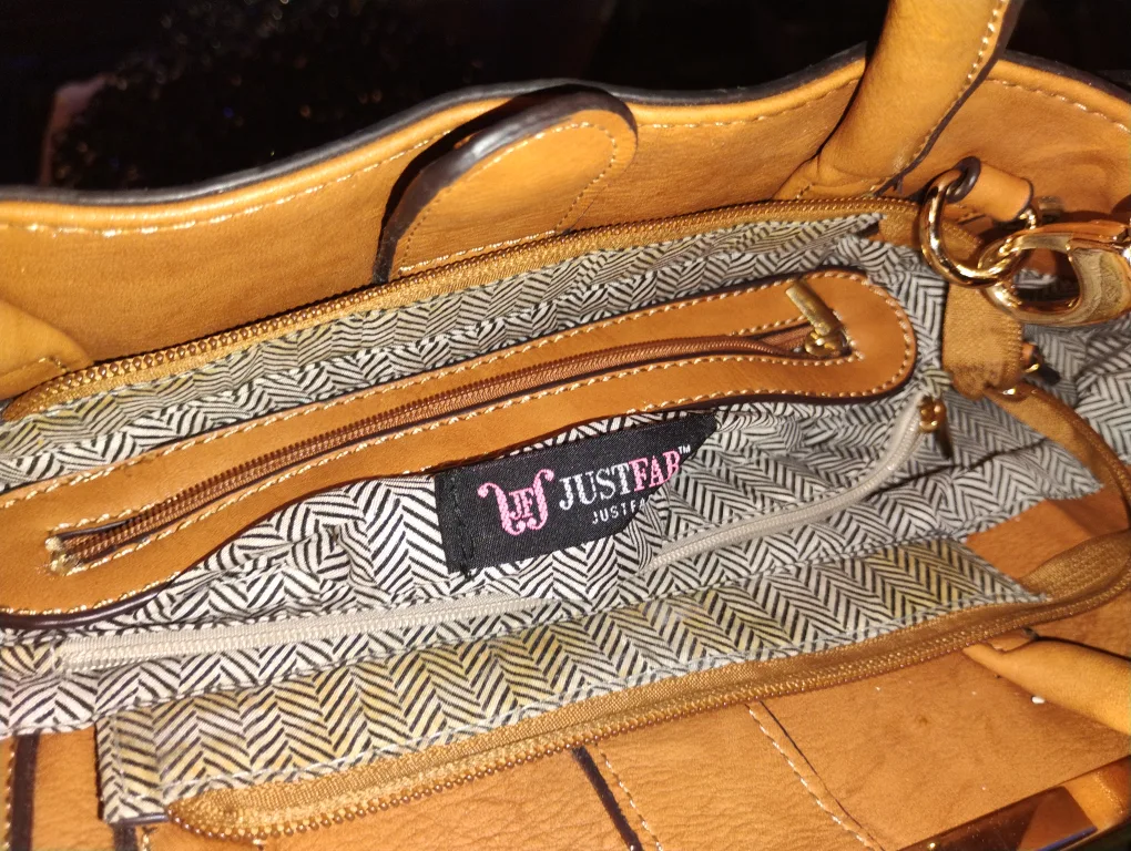 Justfab Brown leather Tote Handbag image indicator(3)