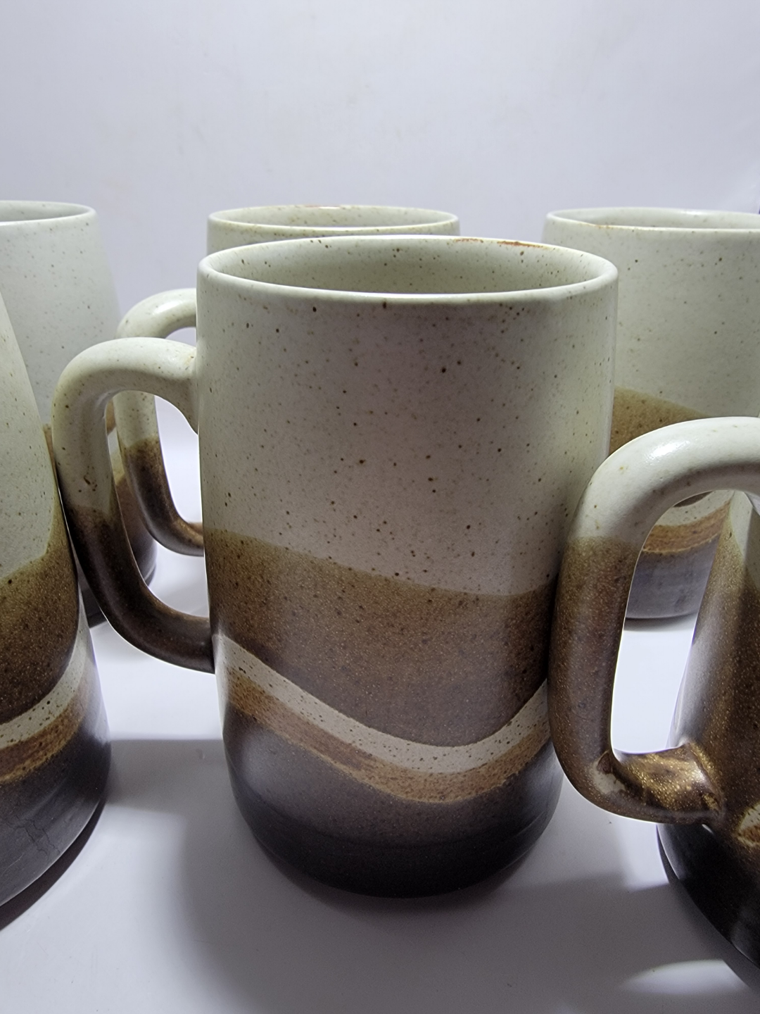 Set of Six Vintage Stoneware Mugs - photo 3