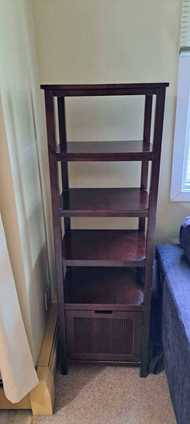 Dark Brown Wooden Shelving Unit with Storage