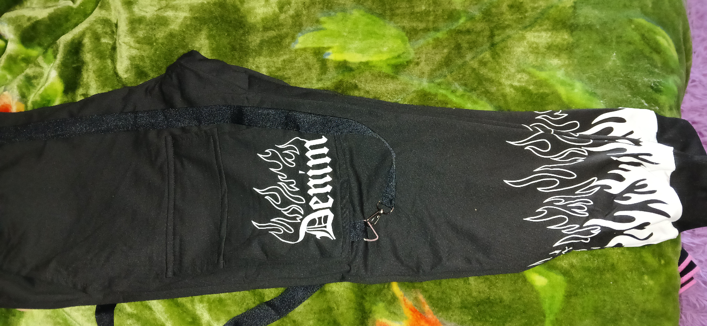 Womans  XL Black Cargo Pants with Flame Detail - photo 3