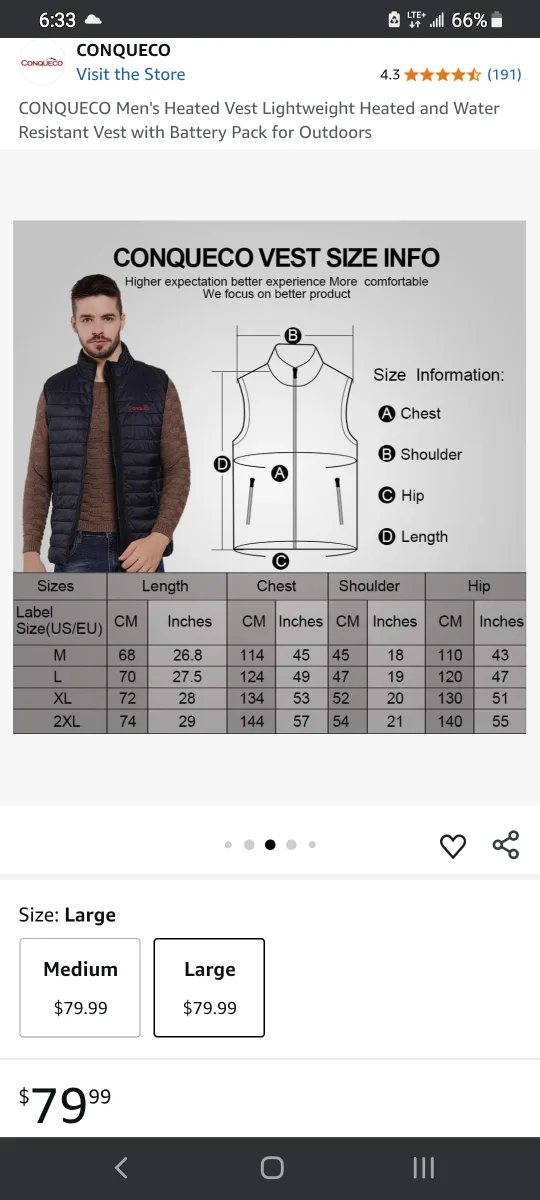 Heated Vest -battery+charger XXL NEW image indicator(7)