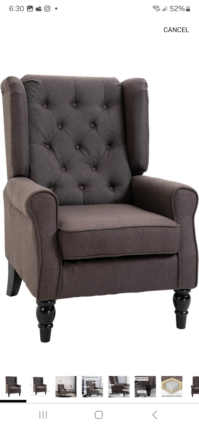 Dark Grey Button Tufted Wingback Accent Chair - photo 5