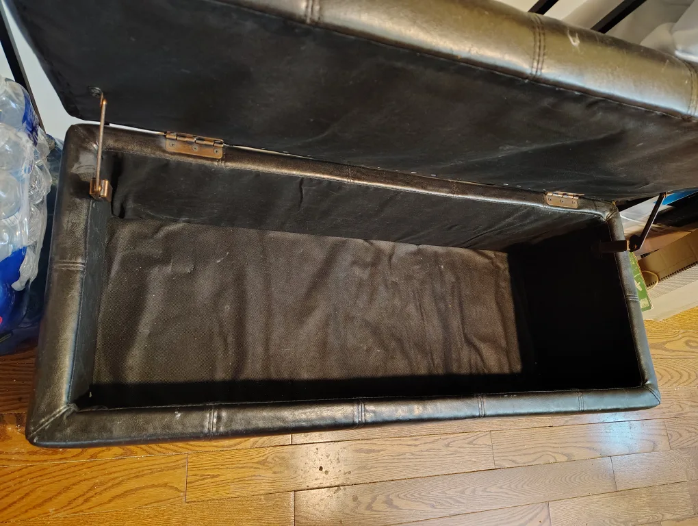 Espresso faux Leather Storage Ottoman image indicator(2)