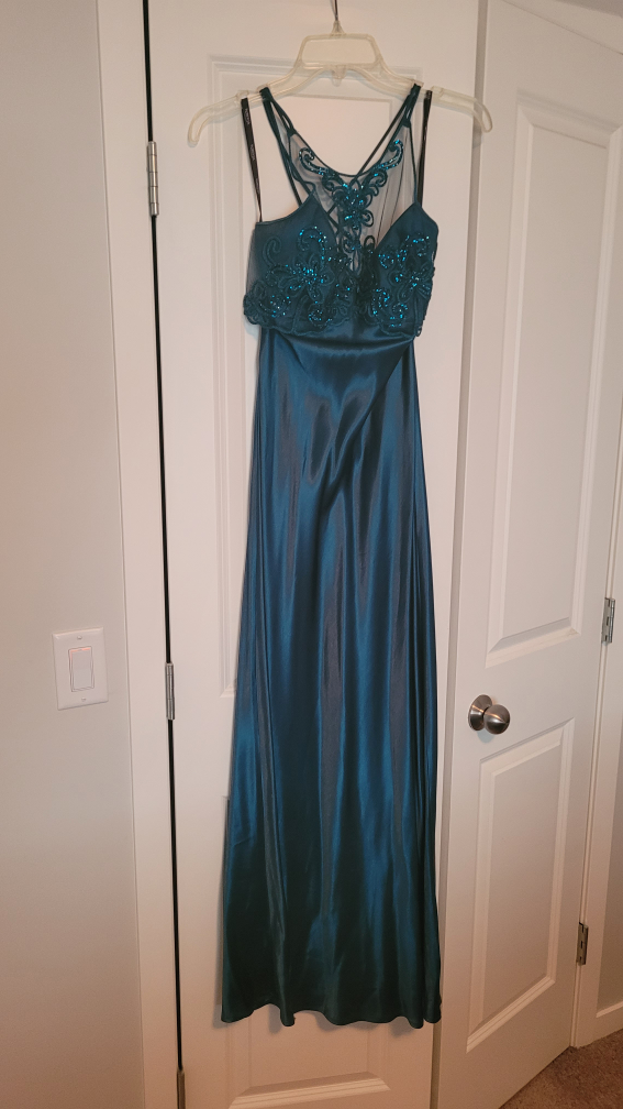 Gorgeous Teal Beaded Evening Gown