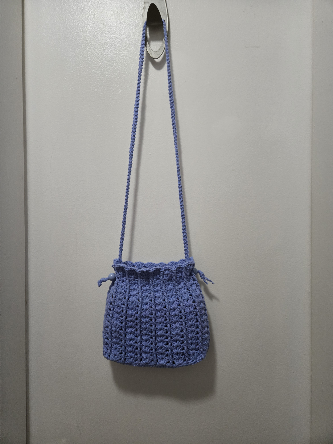 Handmade Crochet Shoulder Bag - Periwinkle Blue