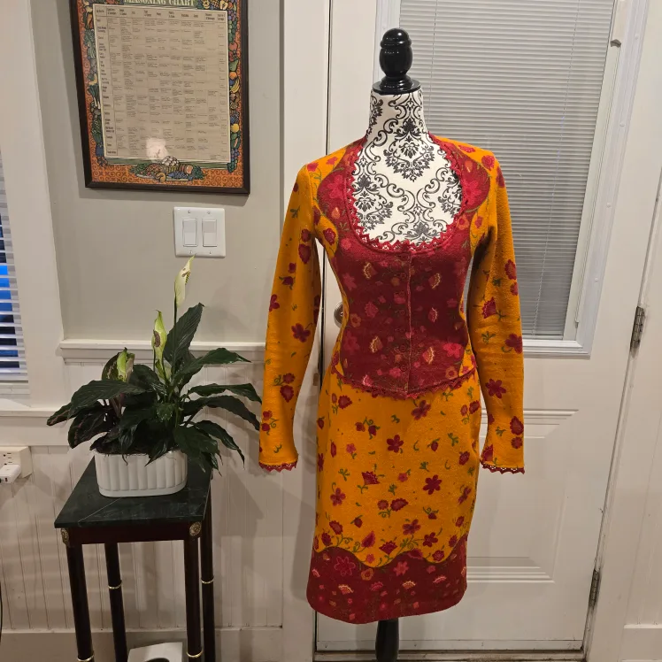Betsey Johnson Knitted Skirt Suit, Size M thumbnail