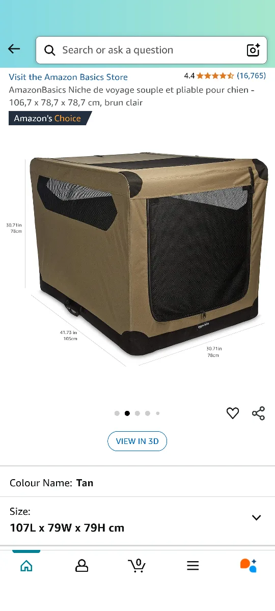 AmazonBasics Tan Soft-Sided Pet Crate - Large image indicator(4)