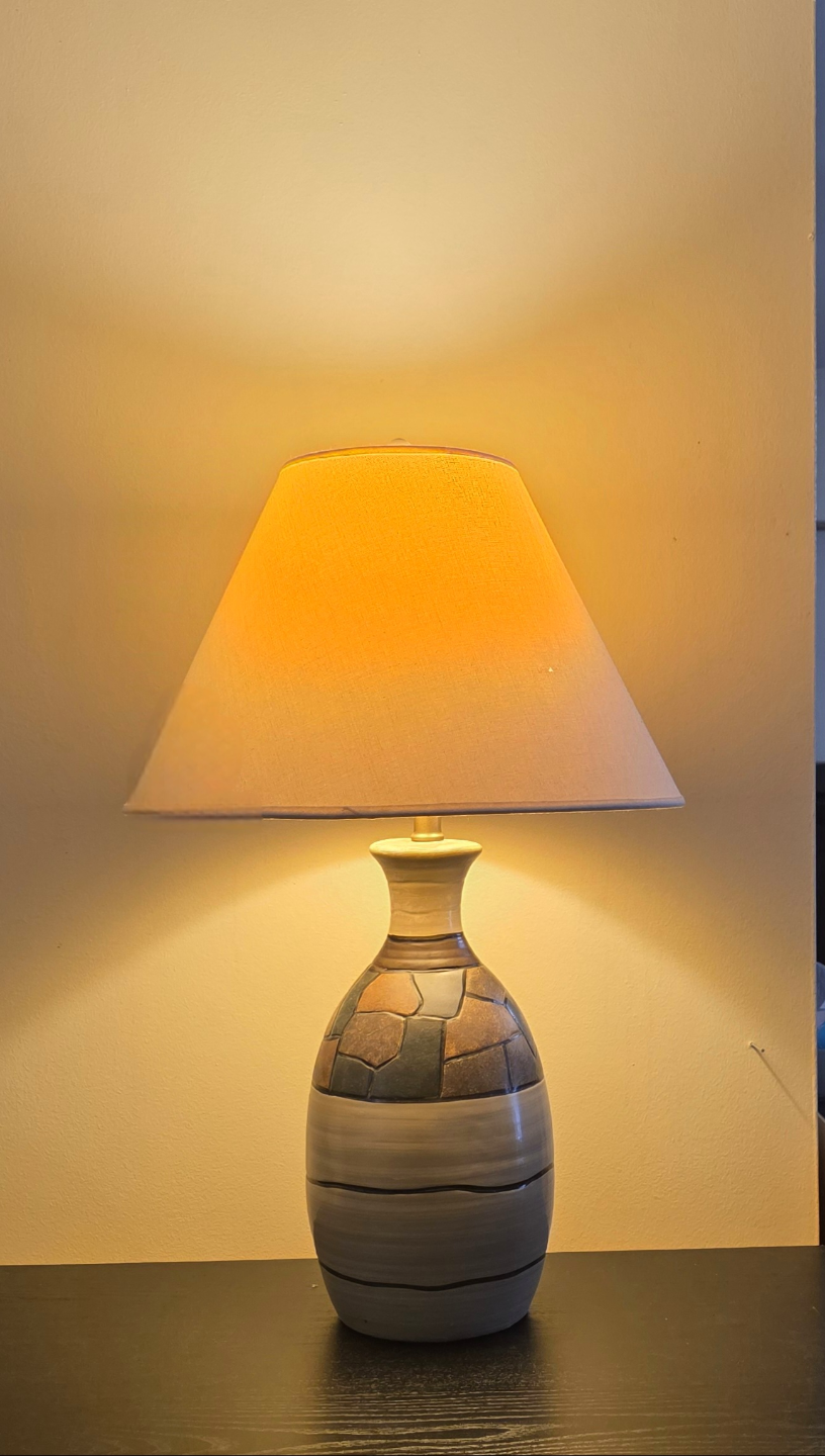 Pair of Table Lamps with Stone Design Bases