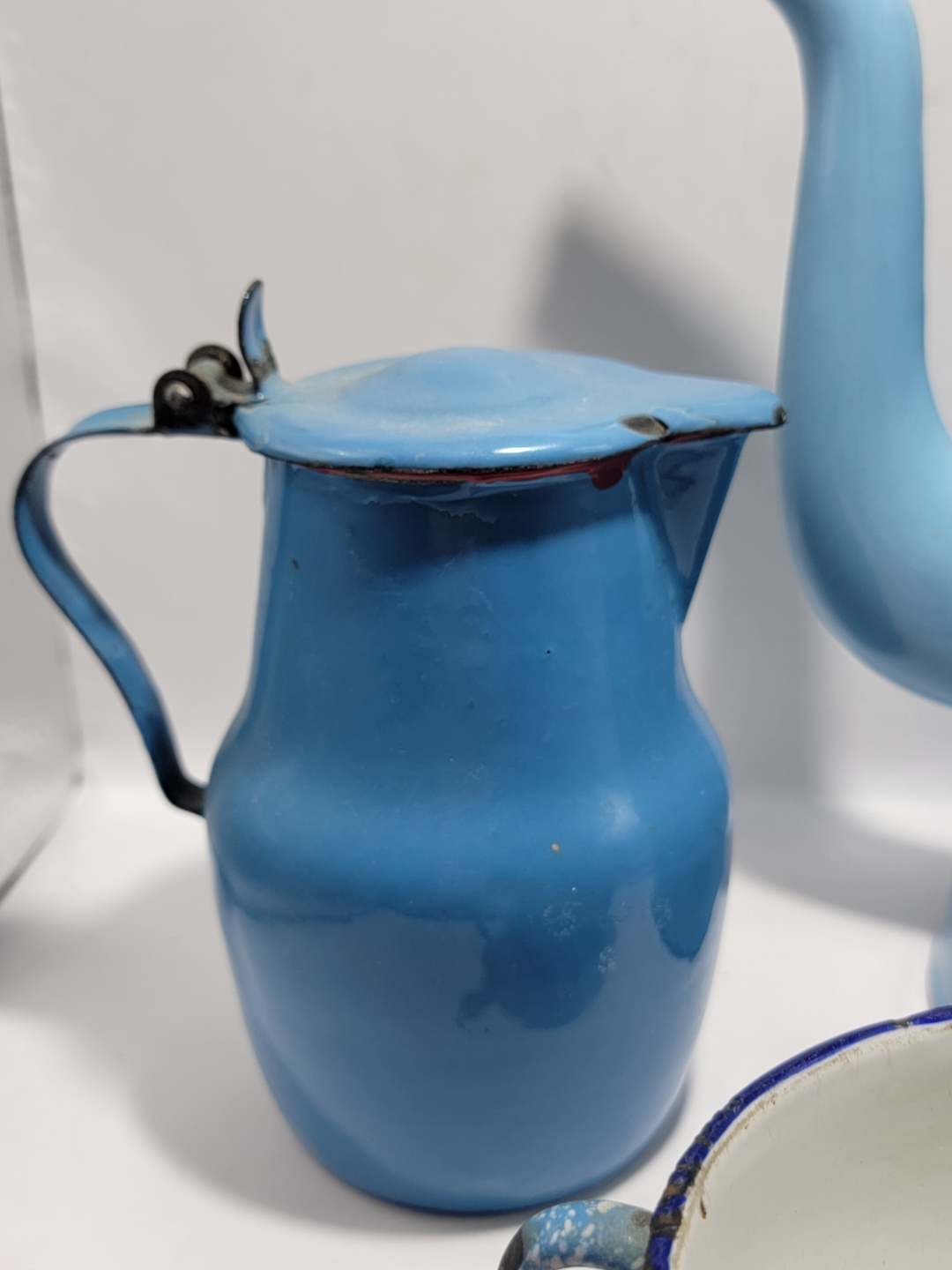Vintage Enamelware Coffee Set - Light Blue - photo 4