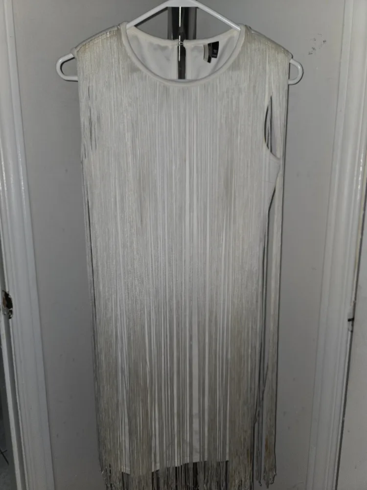 Topshop White Fringe Dress thumbnail